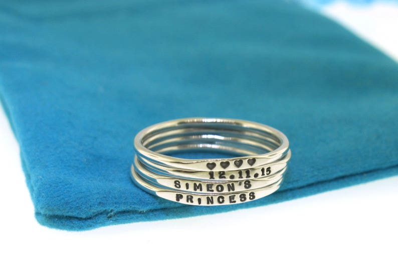 Stackable Name Ring dainty name ring personalized ring with image 7