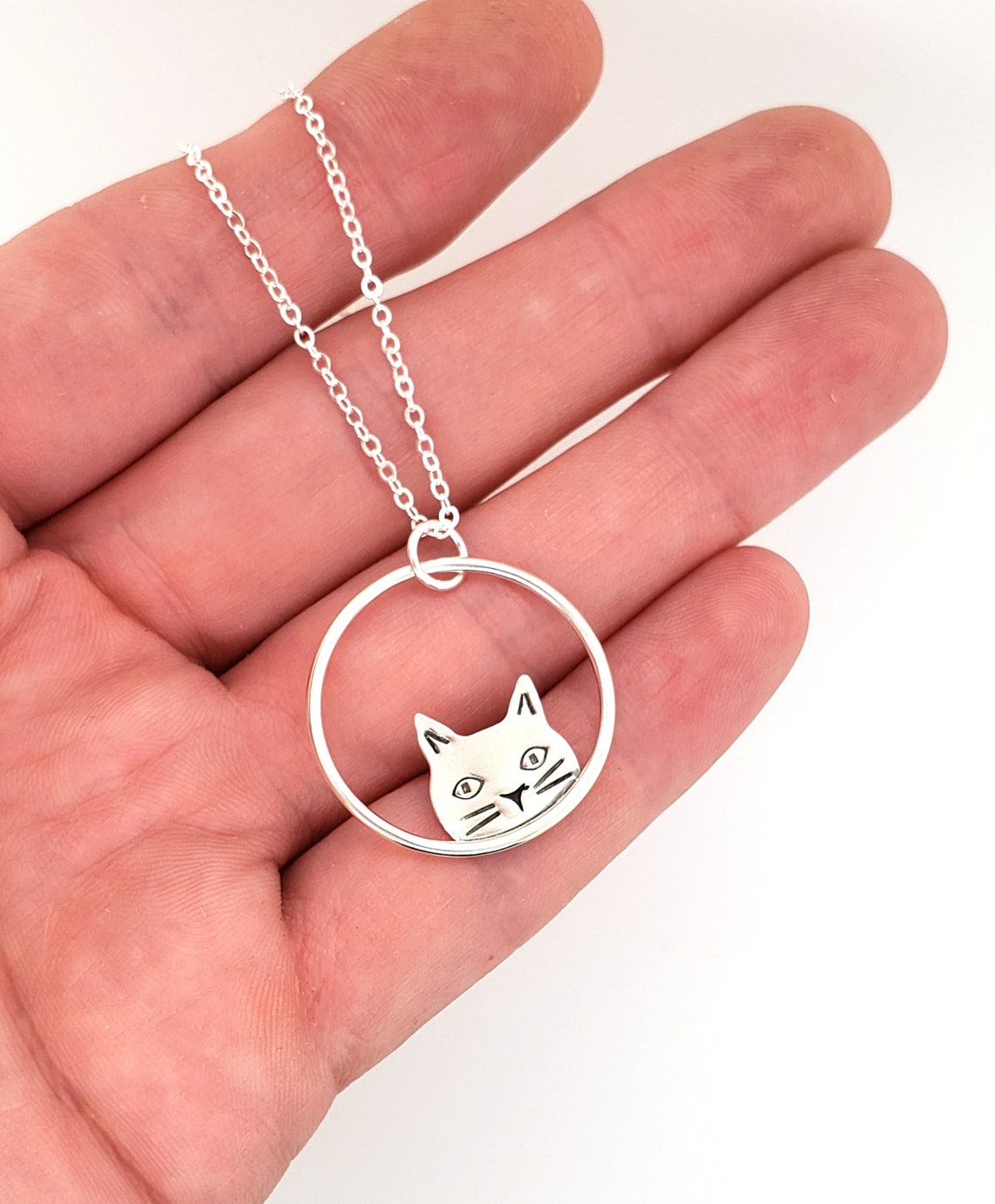 Peek A Boo Cat Necklace Silver Cat Charm for Cat Lovers and Etsy