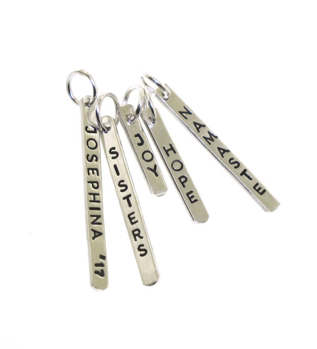 Name Charms, hand stamped personalized charm with your word, date or …