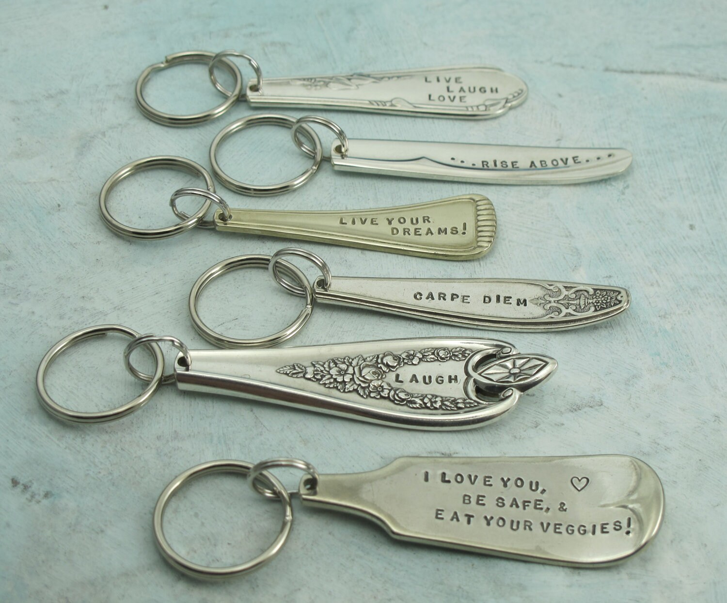Custom Key Chain Vintage Key Chain Stamped Message on Etsy
