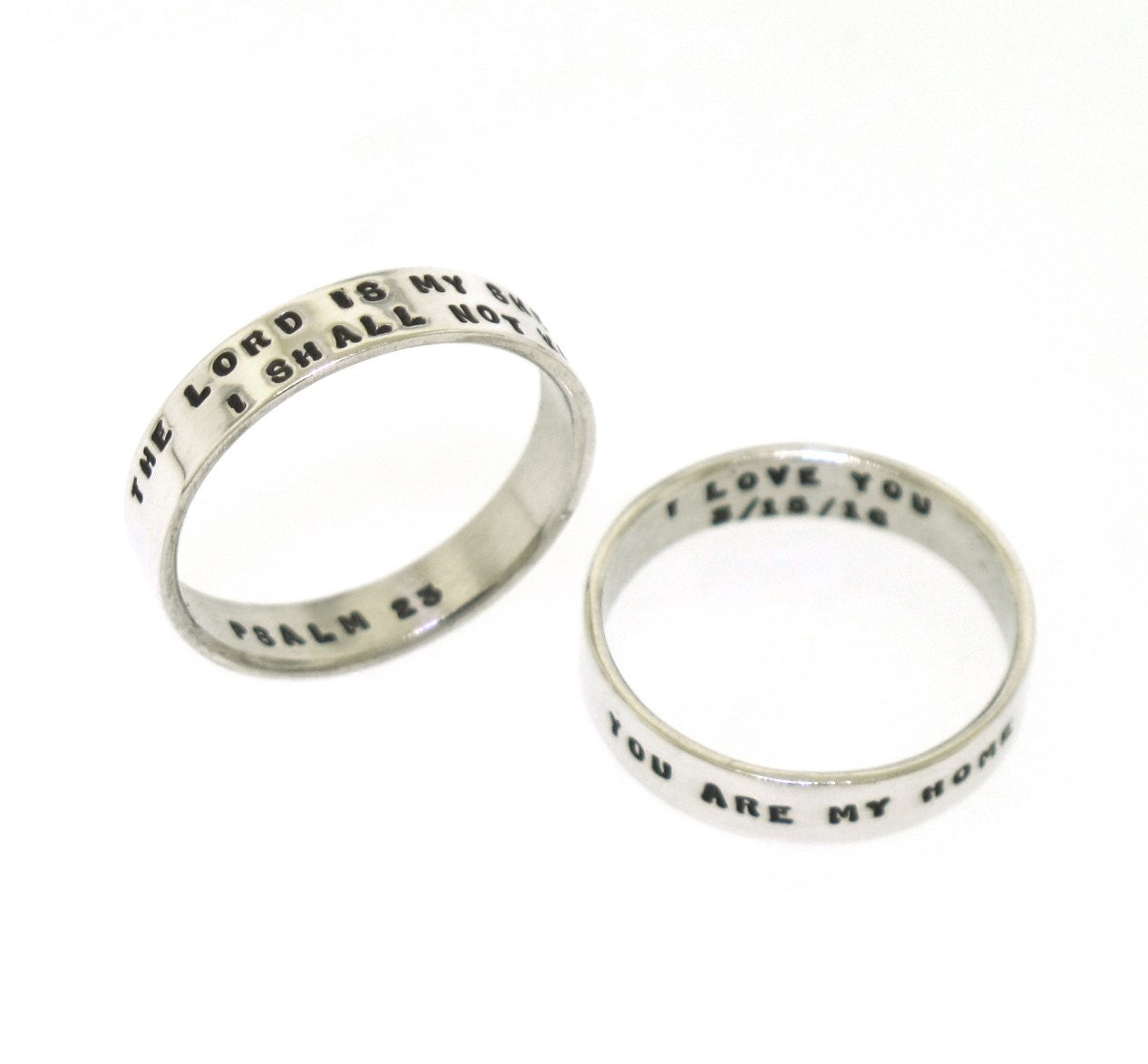 Custom Ring,  Two Line Posey Ring, handstamped ring, sterling silver …