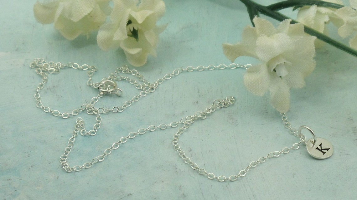 Letter Charm Necklace Custom Made Initial Charm in Sterling Etsy