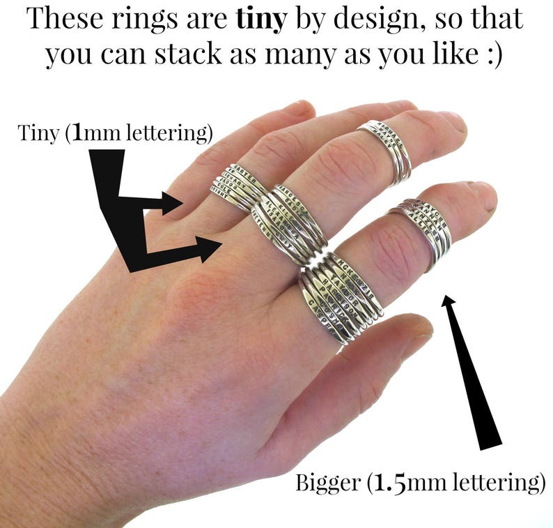 Stackable Name Ring dainty name ring personalized ring with image 3