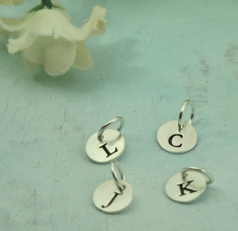 Letter Charm La Petite, initial charm, letter disc charm, sterling silver initial jewelry, initial necklace image 3