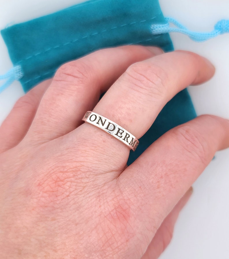 Sterling Silver Ring, THICK BAND Posey Ring, custom made ring personalized with your message, hand stamped jewelry image 6
