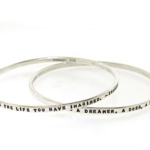 Bangle Bracelet, personalized silver bangle bracelets for women, hand stamped sterling silver bracelet, custom made 画像 3