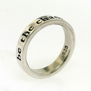 sterling silver ring hand stamped with a personalized message