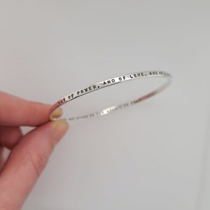 Bangle Bracelet, personalized silver bangle bracelets for women, hand stamped sterling silver bracelet, custom made 画像 8