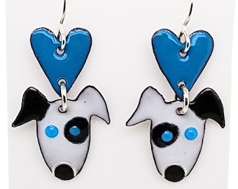 Puppy Love Earrings, Handmade Glass Enamel Earrings for Dog Lovers