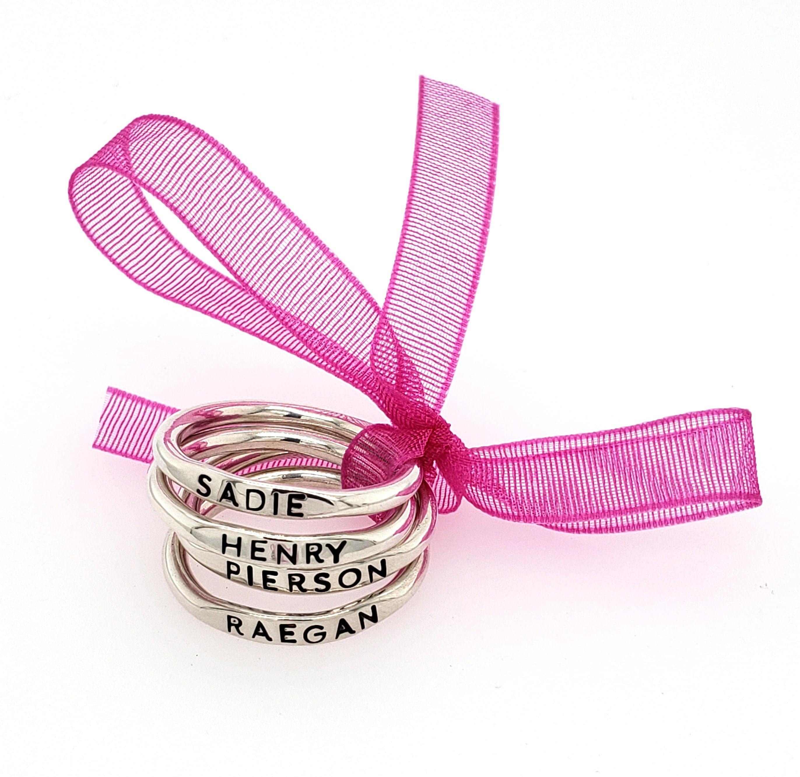 Stackable Name Ring, dainty name ring, personalized ring with upper a…
