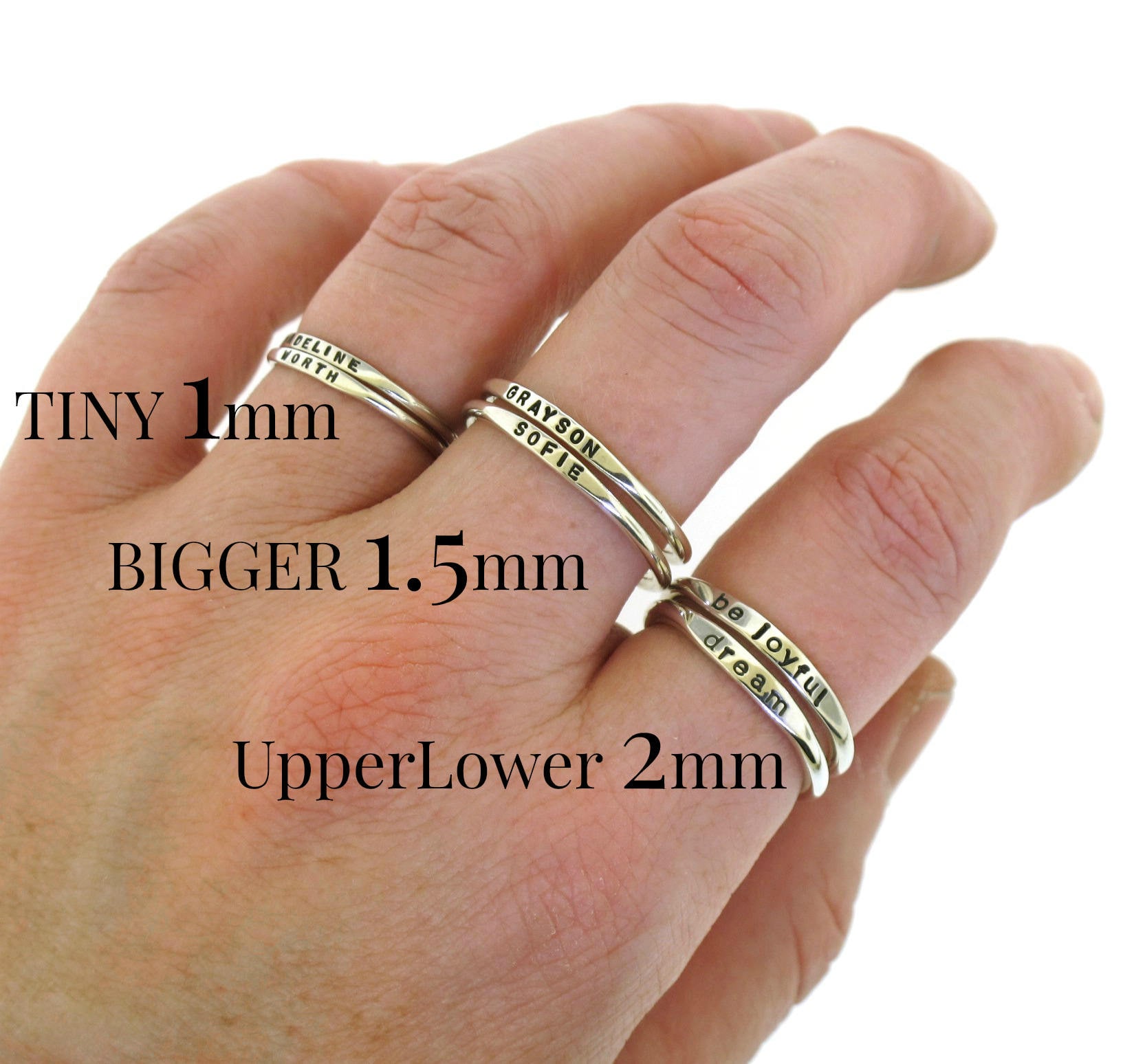 Stacking Ring, custom made silver ring personalized w/ your word choi…