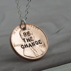 Be the Change Penny Necklace sterling silver with a coin by Kathryn Riechert image 1