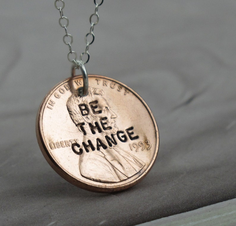 Be the Change Penny Necklace sterling silver with a coin by Kathryn Riechert image 1