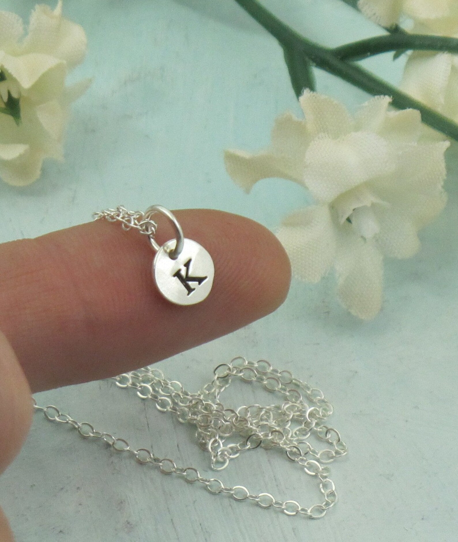 Letter Charm Necklace Custom Made Initial Charm in Sterling Etsy