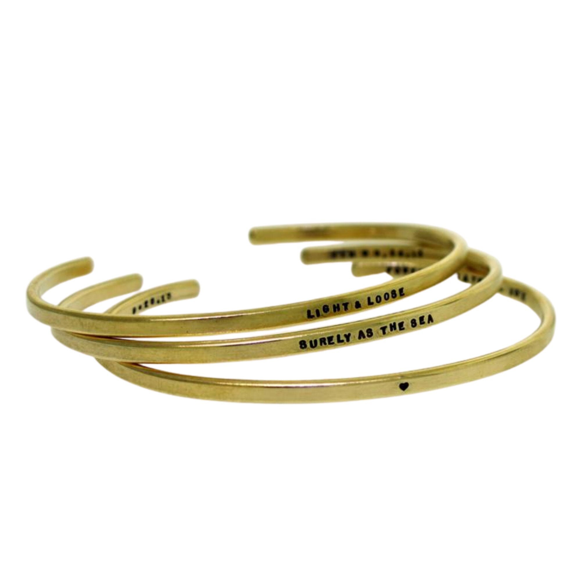 Cuff Bracelet, hand stamped message BRASS, custom made cuff, inspirat…