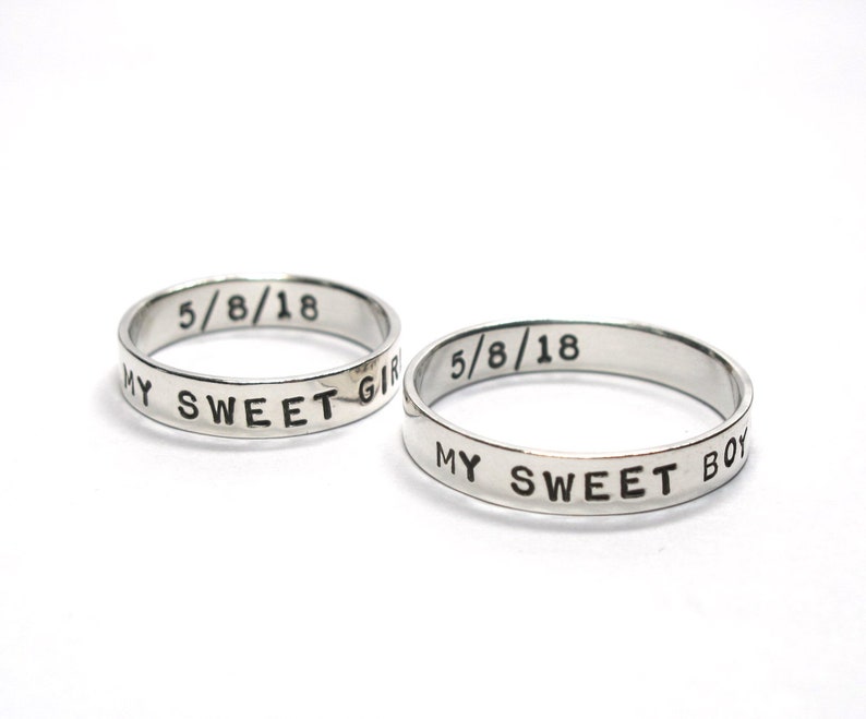 Personalized Ring custom hand stamped with your message, Sterling Silver Posey Ring Original, custom messages on the inside or outside image 6