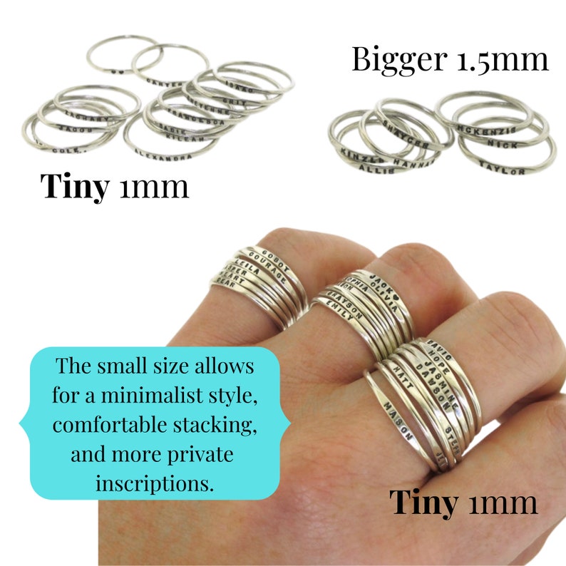 Stackable Name Ring, dainty name ring, personalized ring with your word choice, gift for mom ring, stacking ring Bild 7