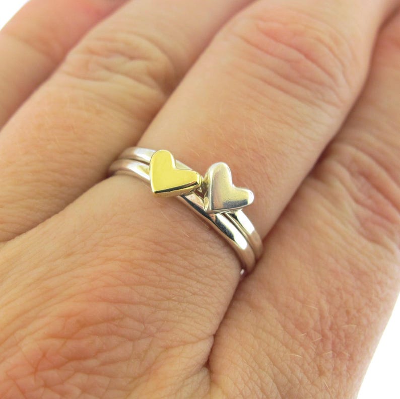Sweet Heart Ring Stackable Heart Ring Dainty Gold Heart or Etsy