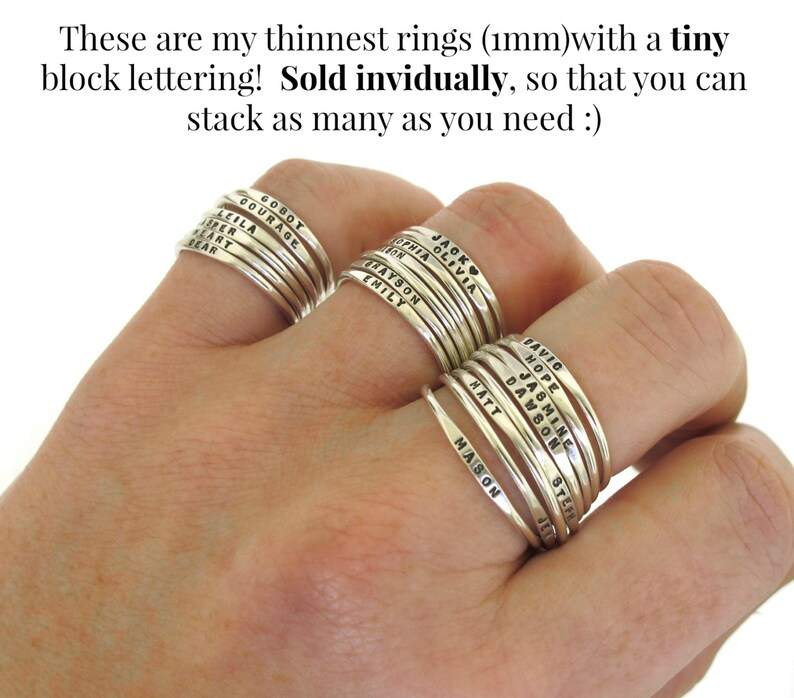 Stackable Name Ring dainty name ring personalized ring with image 4