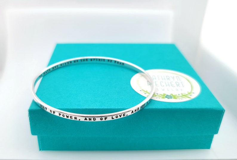 Bangle Bracelet, personalized silver bangle bracelets for women, hand stamped sterling silver bracelet, custom made 画像 10