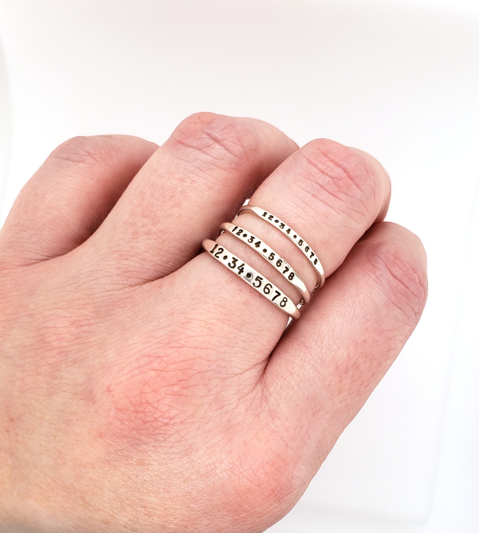 Date Ring Personalized Silver Ring With Your Date Stacking Etsy