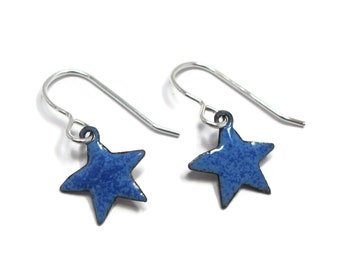 Star Earrings, Celestial Jewelry, yellow or blue enamel stars