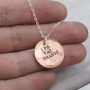 Be the Change Penny Necklace sterling silver with a coin by Kathryn Riechert image 2
