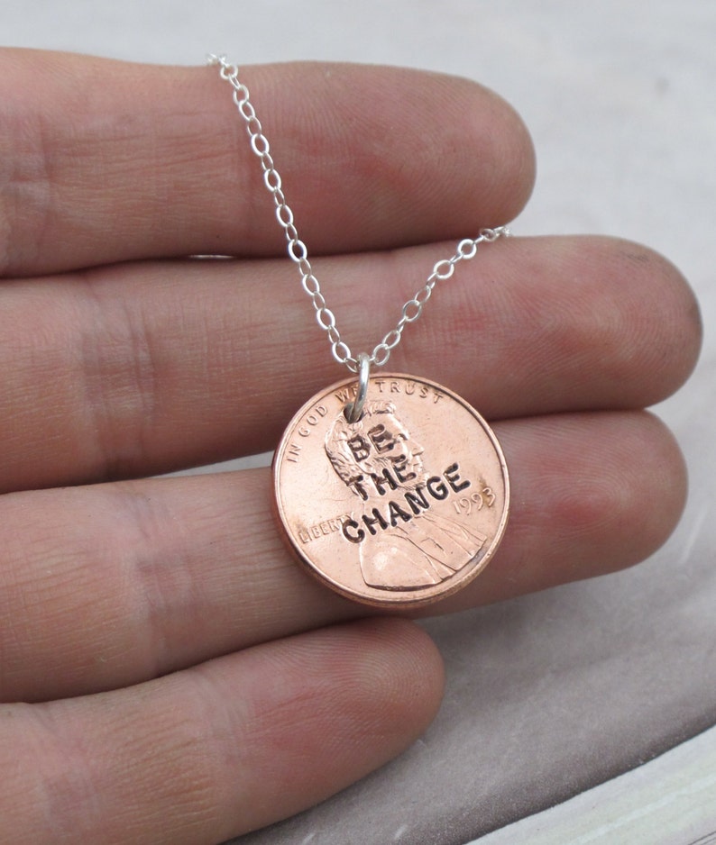 Be the Change Penny Necklace sterling silver with a coin by Kathryn Riechert image 2