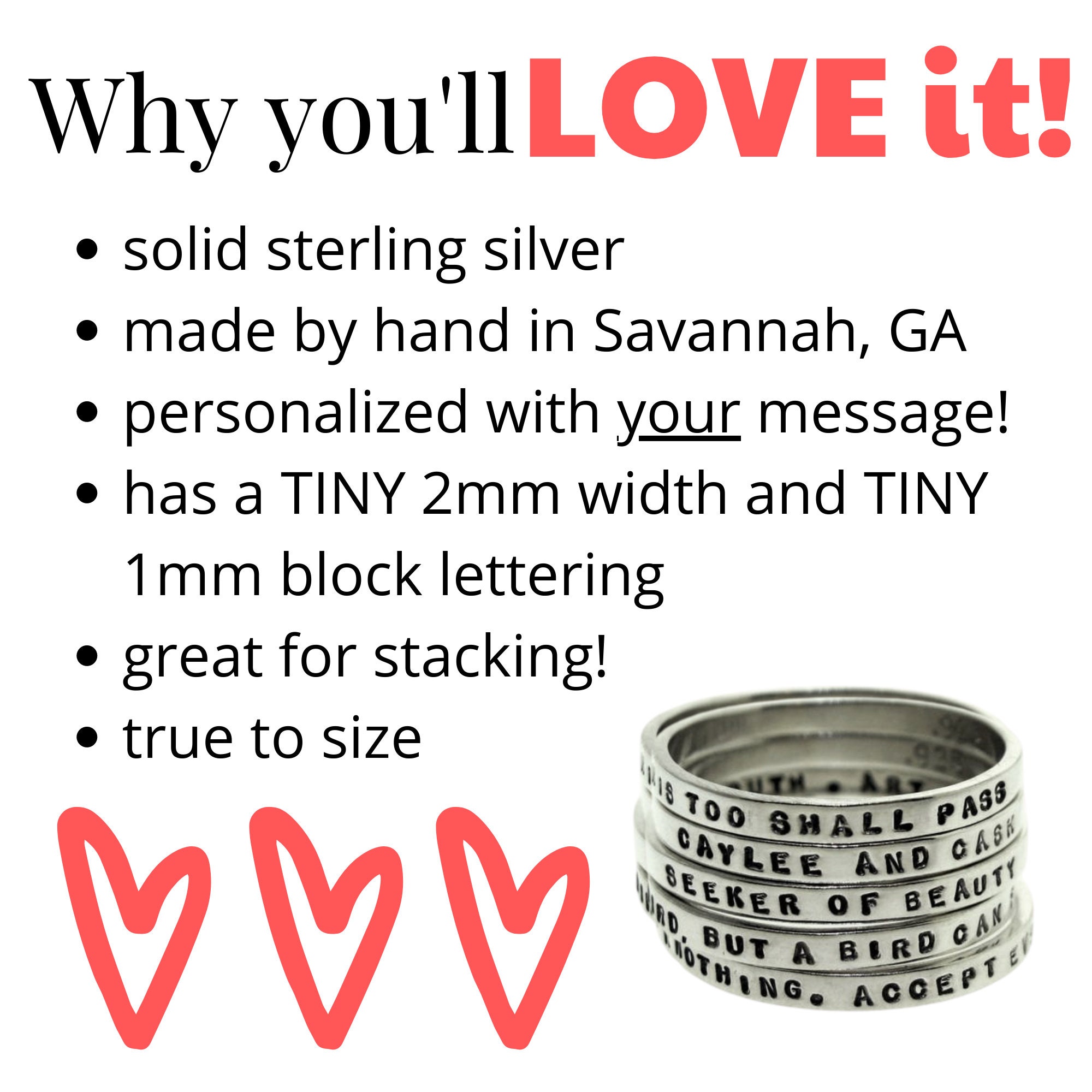 Stacking Ring Stackable Ring Personalized Ring Stack Ring Etsy