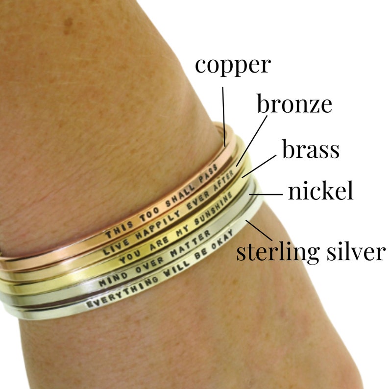 Personalized Bracelet, CHOOSE YOUR METAL, hand stamped cuff bracelet custom made in copper, bronze, brass, nickel, or sterling silver image 2