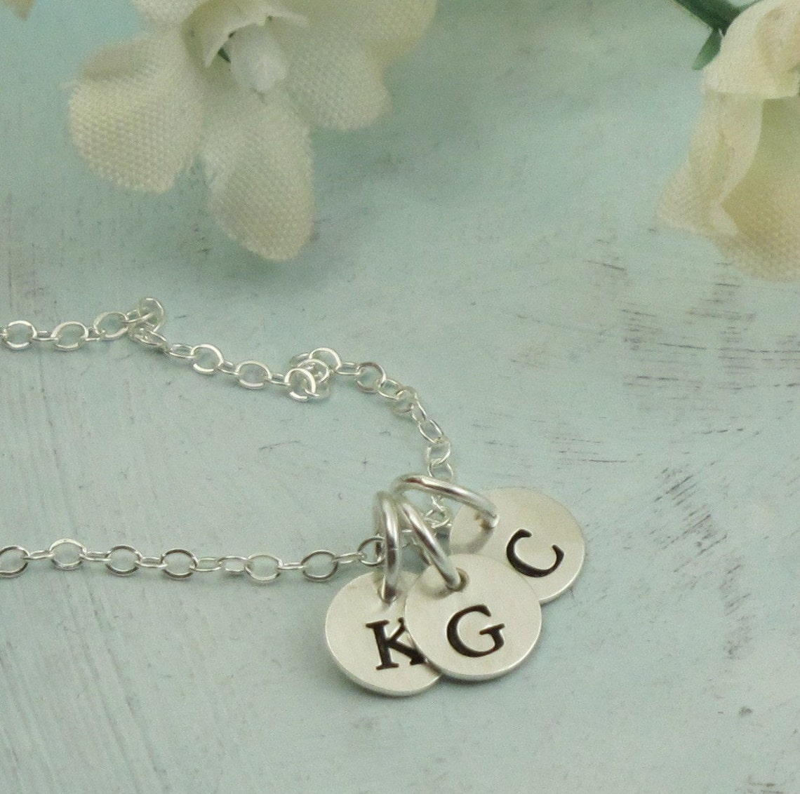 Letter Charm Necklace Custom Made Initial Charm in Sterling Etsy