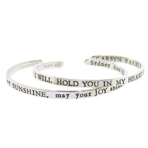 Personalized Bracelets for Women, Silver Bracelet Hand Stamped Custom Bracelet, Thick but Thin Style, inspirational quote bracelet