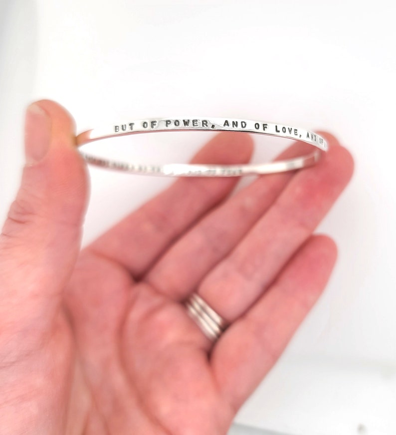 Bangle Bracelet, personalized silver bangle bracelets for women, hand stamped sterling silver bracelet, custom made 画像 9