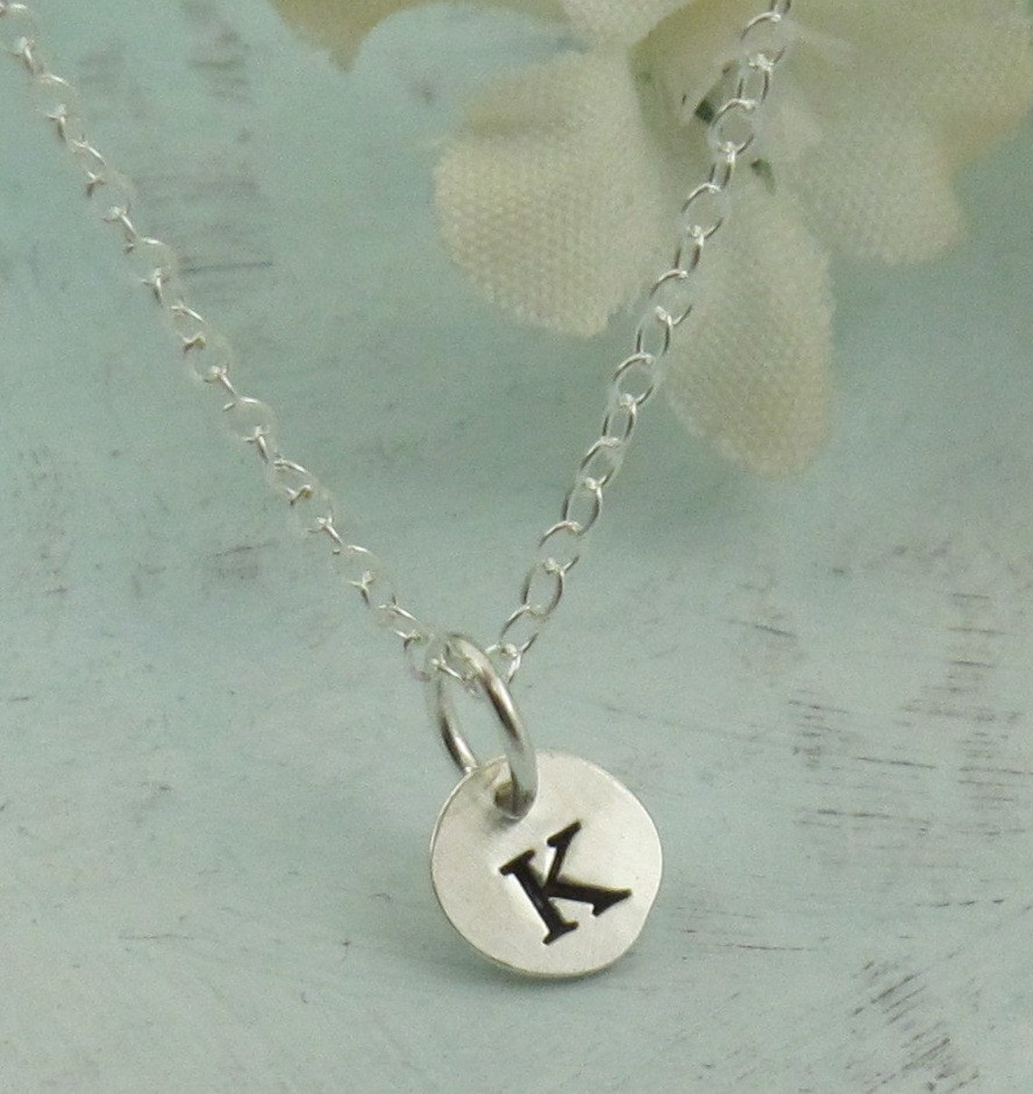 Letter Charm Necklace Custom Made Initial Charm in Sterling Etsy