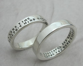 Sterling Silver Ring - 2 Line Tiny Text Posey Ring - THICK- custom made message ring by Kathryn Riechert
