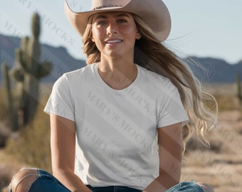 Western Mockup, Bella Canvas 3001 Mockup, Cowgirl Mockup, Desert Mockup, Bella Canvas 3001 western, Western white Mockup, Desert 3001 mockup