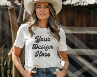 Western Mockup, Bella Canvas 3001 Mockup, Cowgirl Mockup, Desert Mockup, Bella Canvas 3001 western, Western white Mockup, Desert 3001 mockup