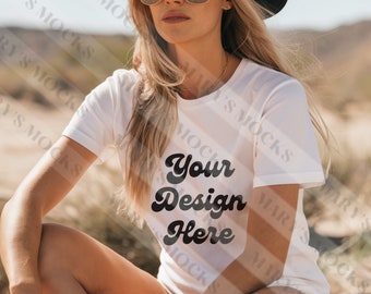 Western Mockup, Bella Canvas 3001 Mockup, Cowgirl Mockup, Desert Mockup, Bella Canvas 3001 western, Western white Mockup, Desert 3001 mockup