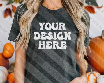 BC Dark Heather Gray Mockup, Bella Canvas Dark Heather Tee Mock, Dark Heather Gray Bella Canvas 3001, Bella Canvas Heather Shirt Grey shirt,