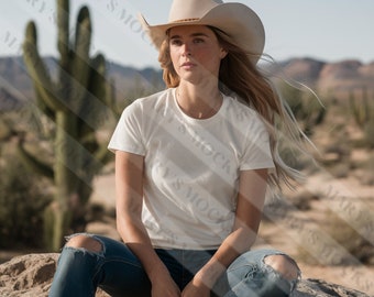 Western Mockup, Bella Canvas 3001 Mockup, Cowgirl Mockup, Desert Mockup, Bella Canvas 3001 western, Western white Mockup, Desert 3001 mockup