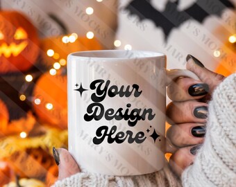 Mug Mockup - 11oz Coffee Mug Mockup - Black Mug Mockup - Mug Mockup - Model Mockup - Cozy Mug Mockup - Fall Mockup - Halloween Mockup