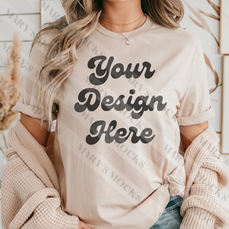 Soft Cream Shirt Mockup, Bella Canvas 3001 Mockup, BC Tee Showcase ...