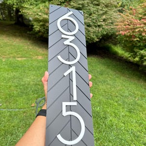 Modern House Numbers Sign | 20&quot; x 5.5&quot; | House Numbers Plaque | Address Plaque | Address Sign | House Number Plaque Vertical