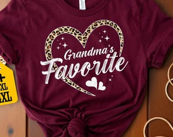 Grandma’s Favorite Shirt, Cute Leopard Heart Nana Tee, Mimi Grandmother Gift Shirt, Family Matching Christmas Shirt, Sweet Grandma Shirt