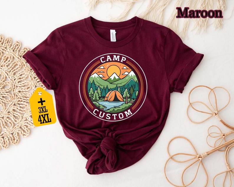 Custom Camp Shirt, Family Camping T-Shirt, Camp Crew Tee, Group Camping Shirt, Friends Trip Apparel, Family Adventure Shirt image 3