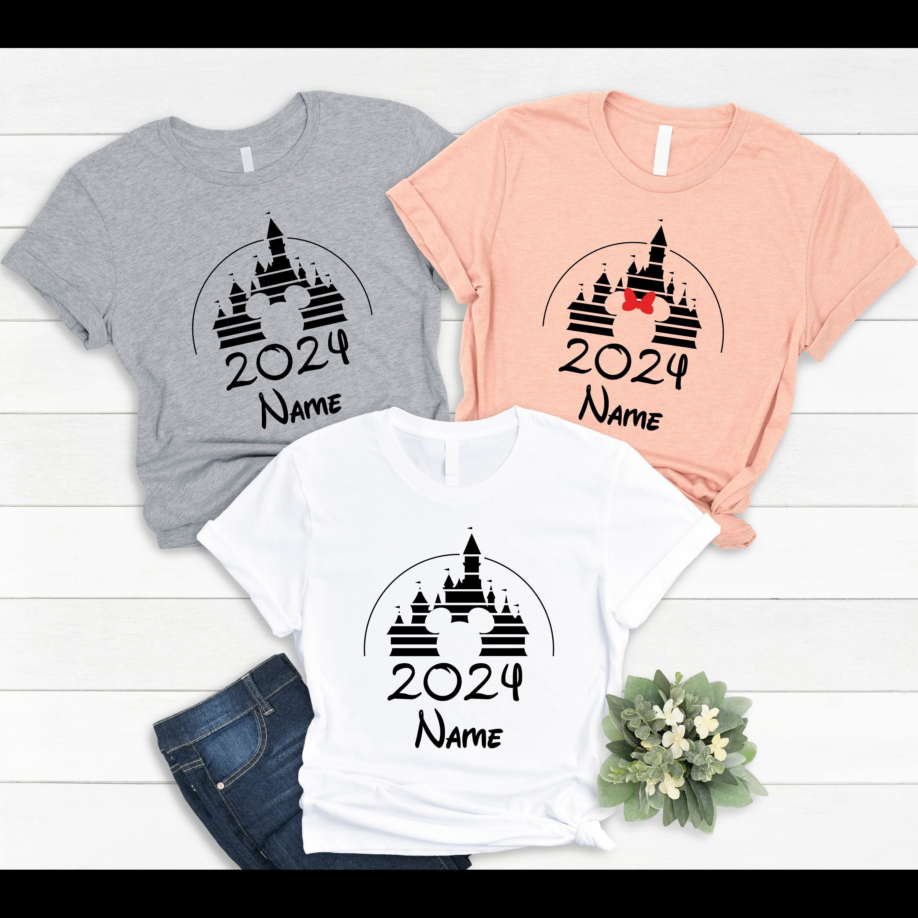 Discover Custom Disney Family Vacation 2024 Shirts, Personalized Family Trip Shirts, Disney Matching Shirts, Disneyland Shirt, Disneyworld Shirt