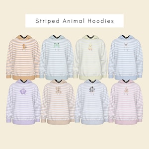 Pastel Baby Striped Animal Hoodie