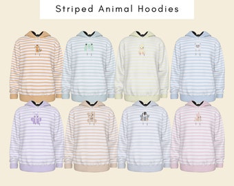 Pastel Baby Striped Animal Hoodie