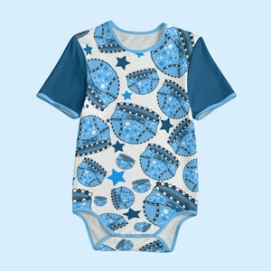 Blue Diaper Print Onesie