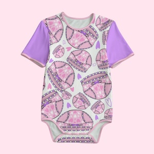 Pink Diaper Print Onesie